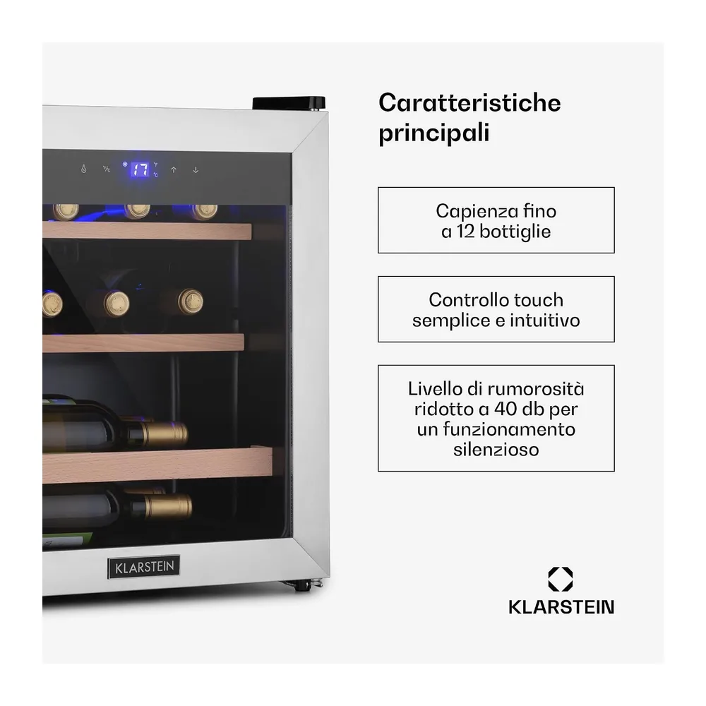 Klarstein Cantinetta Vino, Cantinetta Vino Refrigerata a Zona Singola per Interno/Esterni, Frigo Bar, Cantina — 2