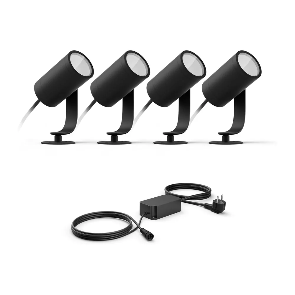 Philips Hue Lily Set base con 4 faretti da giardino (Antracite)