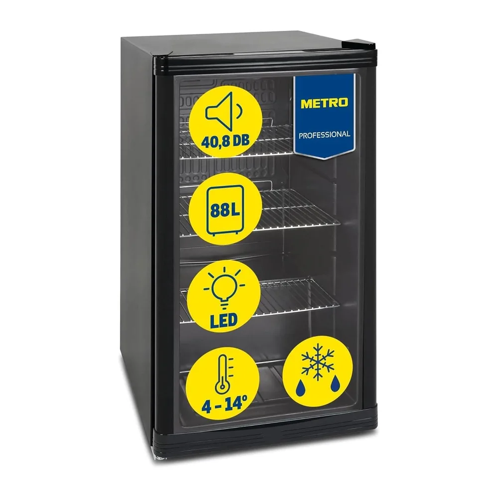 METRO Professional Mini Frigo GPC1088, 88 L, 3 Ripiani Regolabili [Classe di efficienza energetica D]