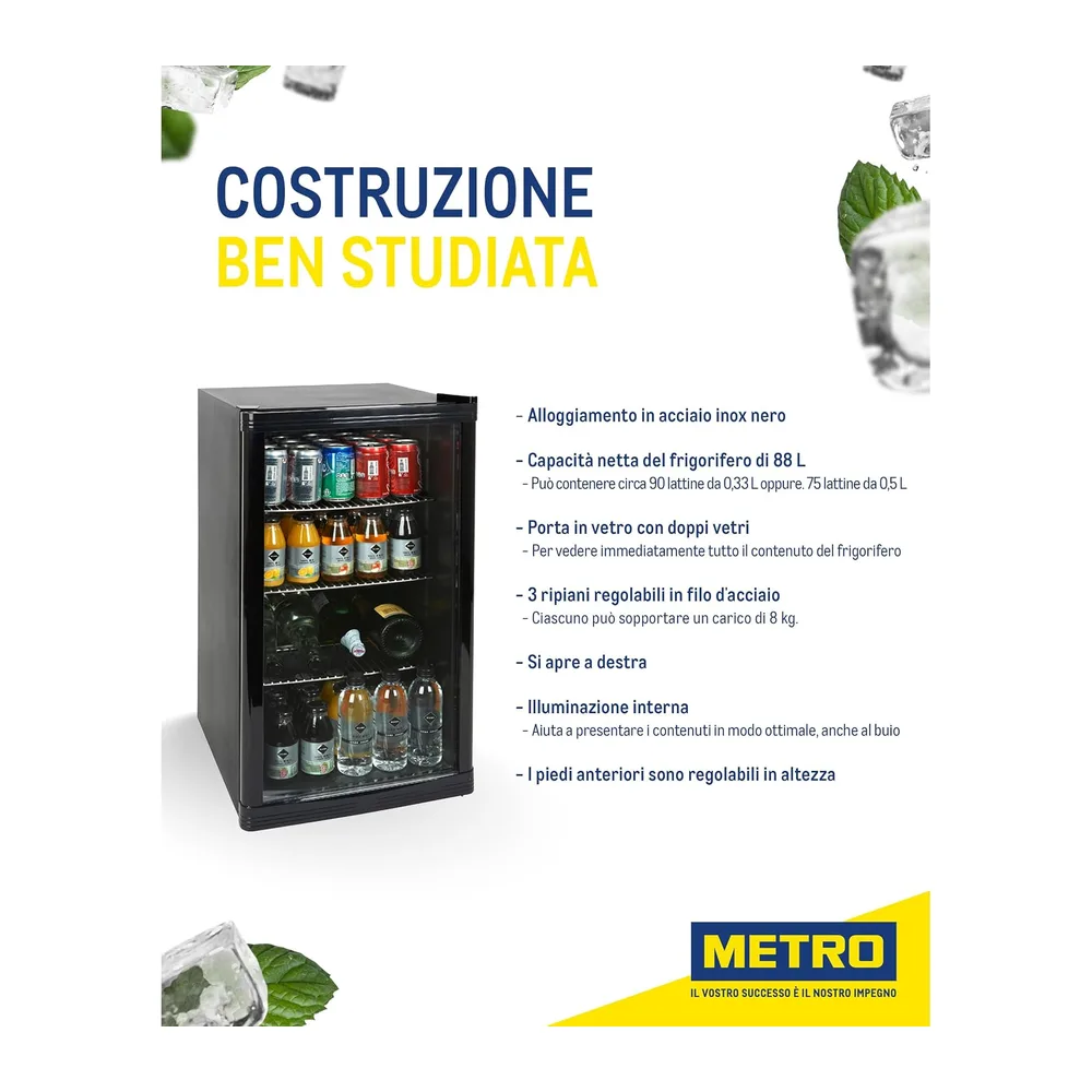 METRO Professional Mini Frigo GPC1088, 88 L, 3 Ripiani Regolabili [Classe di efficienza energetica D] — 2