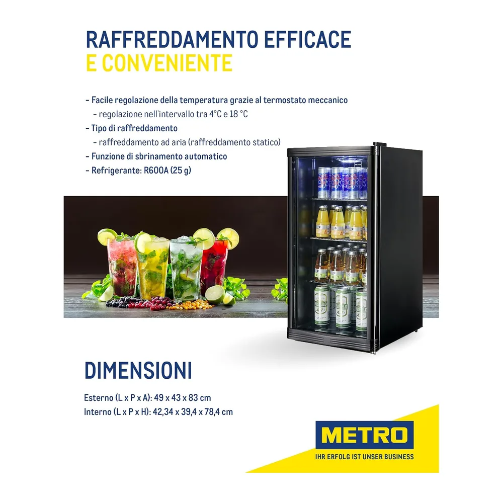 METRO Professional Mini Frigo GPC1088, 88 L, 3 Ripiani Regolabili [Classe di efficienza energetica D] — 4