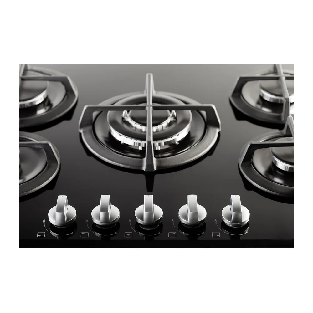 PremierTech Piano Cottura Gas 5 Fuochi 75cm Vetro Nero da Incasso PC5G75V — 5