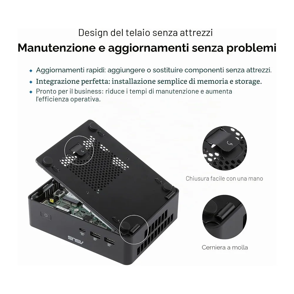 ASUS NUC 16 PRO, Intel Core U7 356H, Barebone (No Ram/SSD), Nero — 6