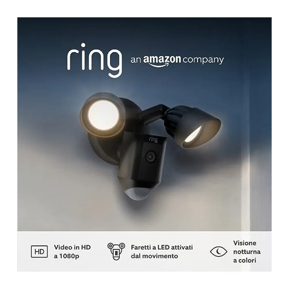 Ring videocamera Plus con proiettori cablata (Floodlight Cam Wired Plus)