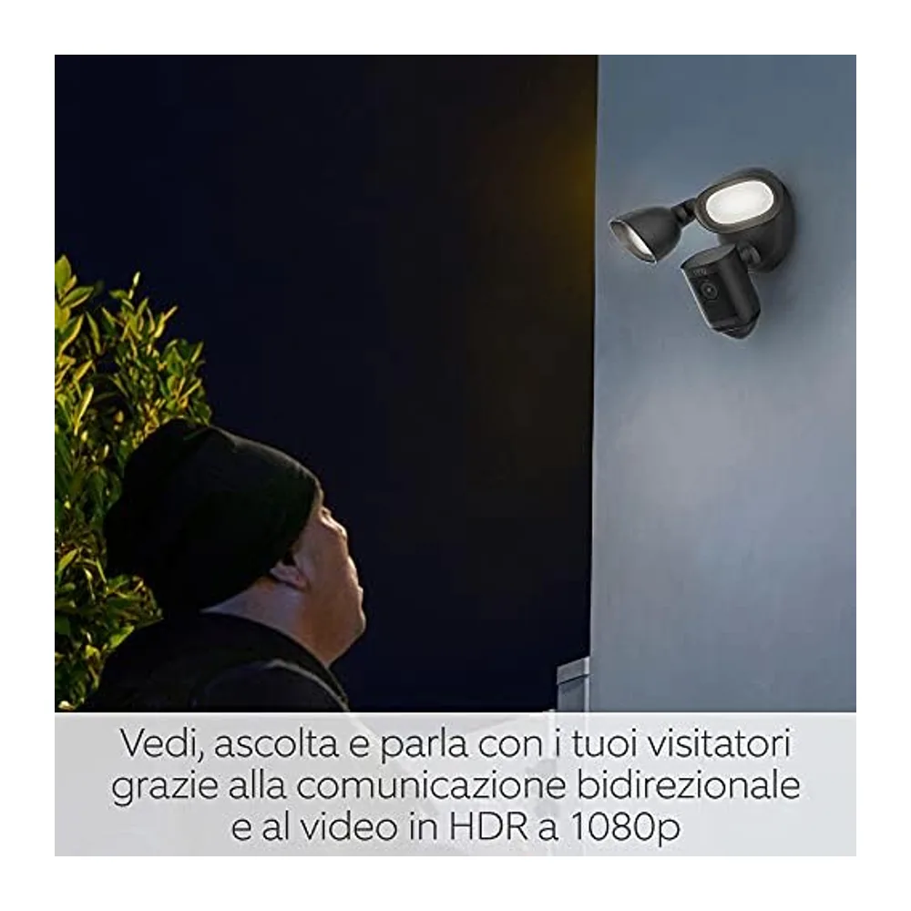 Ring videocamera Pro con proiettori Cablata (Floodlight Cam Wired Pro) |Video 2K con Ring Vision — 3