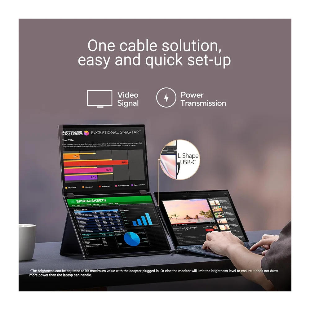 ASUS ZENSCREEN DUO MB14FCD, Monitor Pieghevole a 360° da 14" IPS FHD, Nero [Classe di efficienza energetica E] — 3