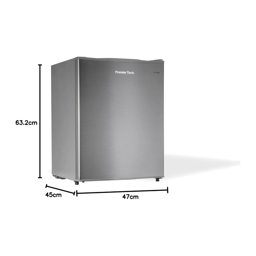 PremierTech Mini Frigo 58 Litri Frigorifero da Hotel Ufficio Silver PT-F60S [Classe di efficienza energetica — 5