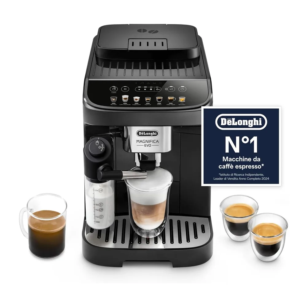 De'Longhi Magnifica Evo ECAM292.81.B, Macchina da Caffè Automatica, Chicchi macinati al momento, Caraffa