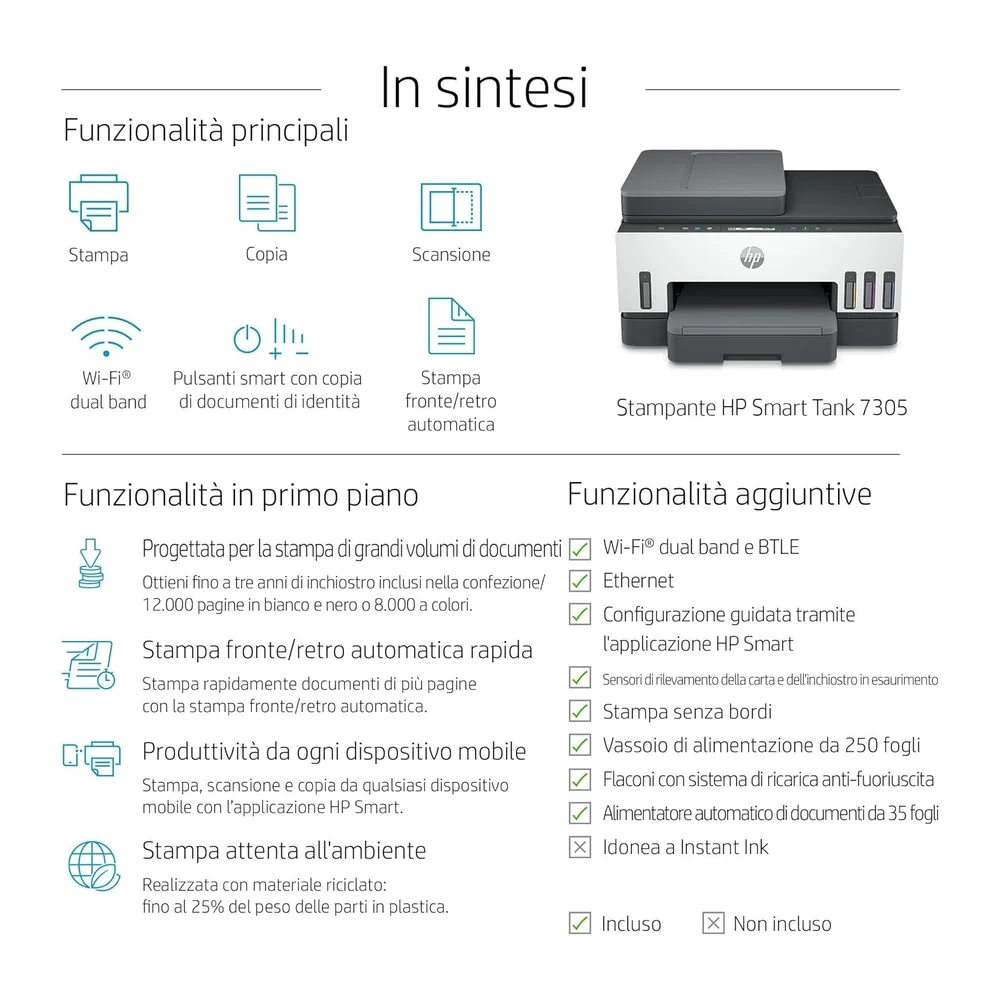 HP Smart Tank Plus 7305 AiO 28B75A, Stampante Multifunzione a Colori, Serbatoio d'Inchiostro ad Alto Volume — 2