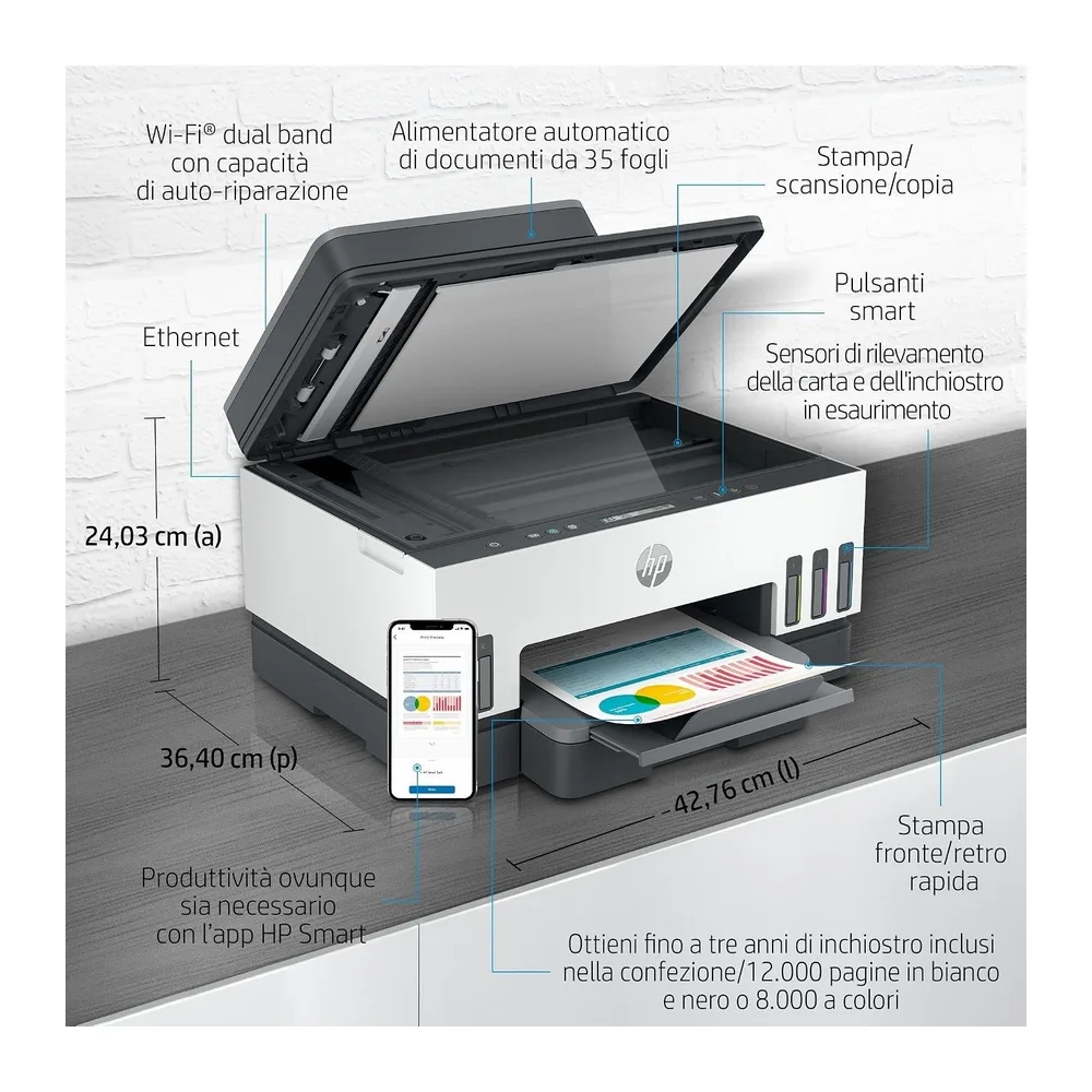 HP Smart Tank Plus 7305 AiO 28B75A, Stampante Multifunzione a Colori, Serbatoio d'Inchiostro ad Alto Volume — 5