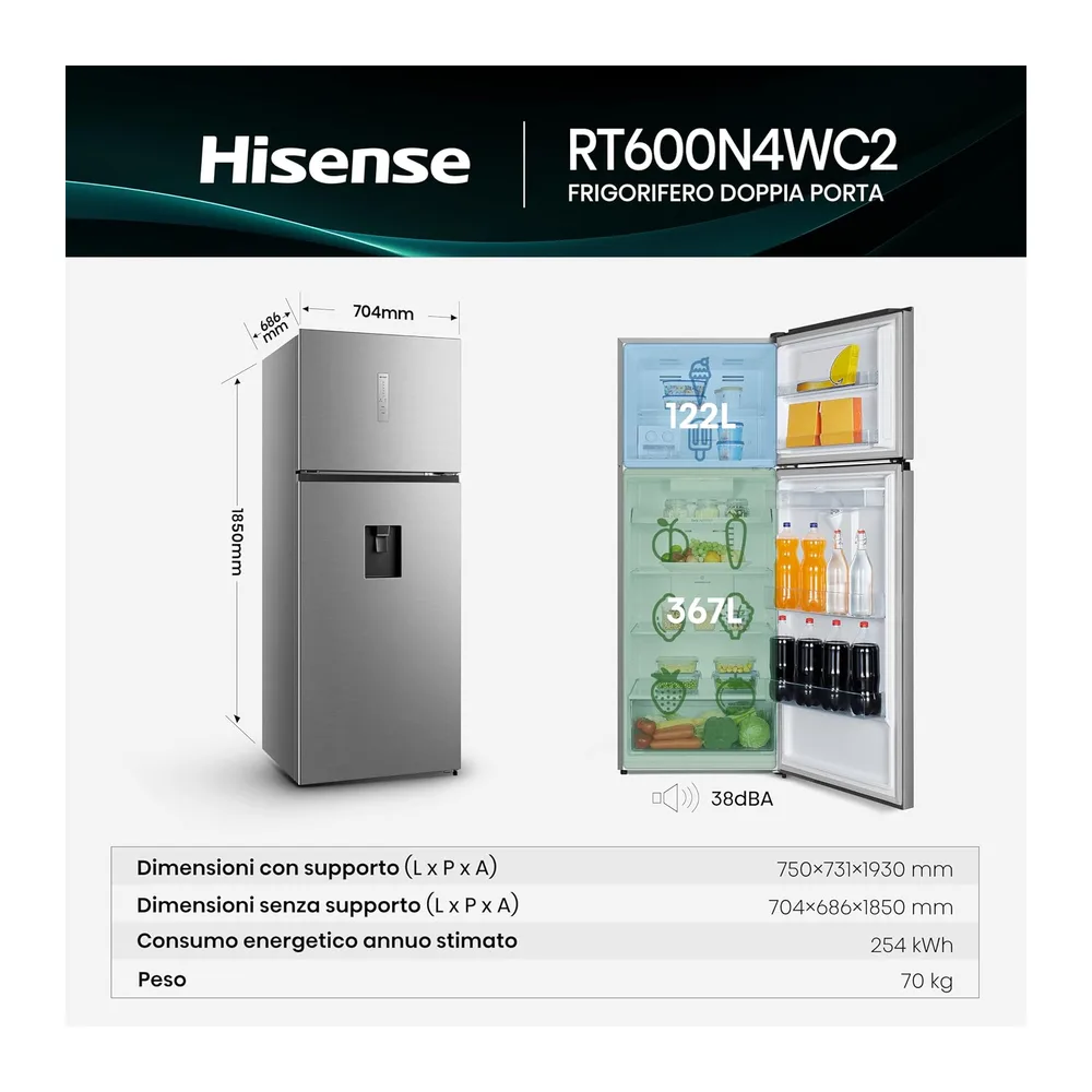 Hisense RT600N4WC2 Frigorifero Doppia Porta — 2