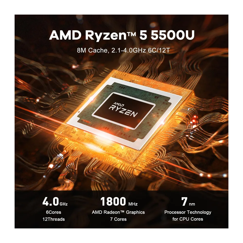 Beelink Mini PC SER5, AMD Ryzen 5 5500U(6C/12T,fino a 4,0 GHz), 16GB DDR4 480GB M.2 NVMe SSD Mini Computer, — 4