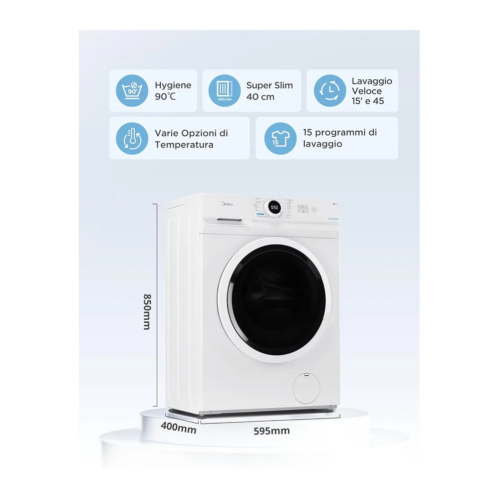 Midea Lavatrice Slim 7 kg 1200 Giri 40 cm [Classe di efficienza energetica D] — 3
