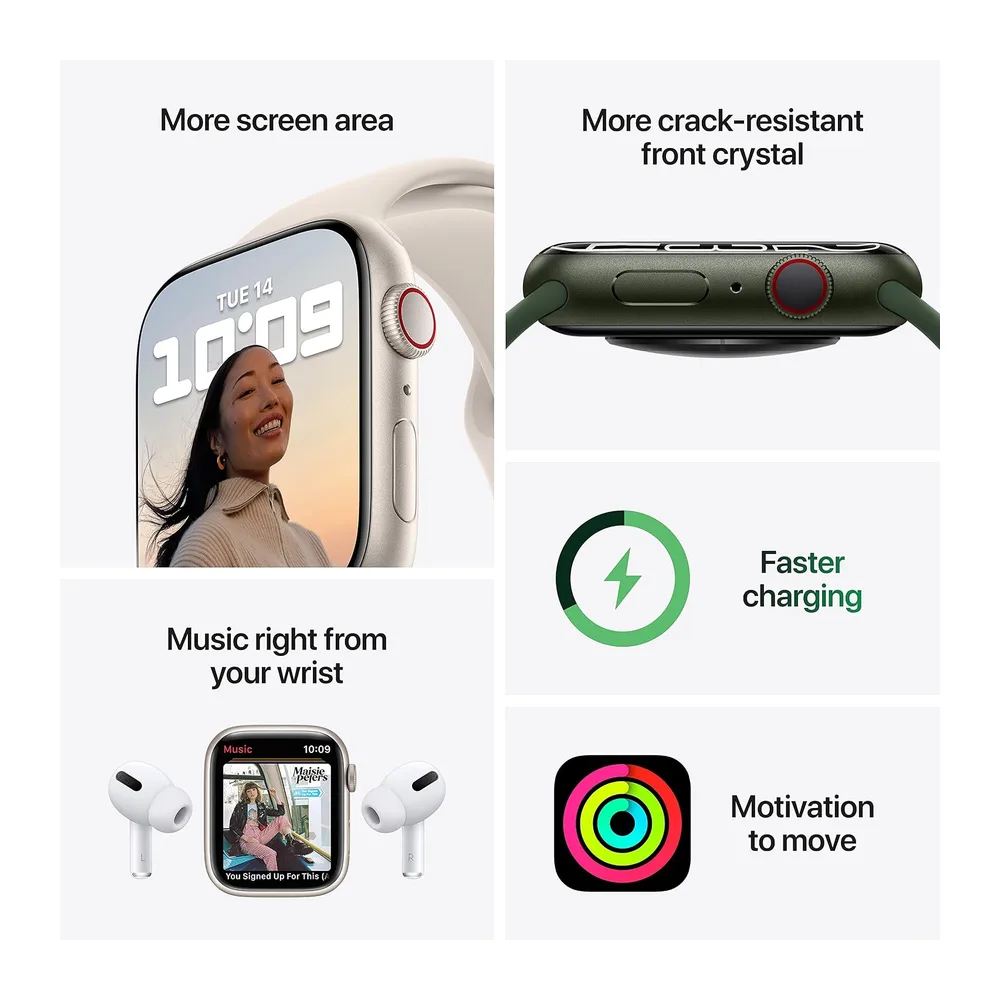 Apple Watch Series 7 (GPS + Cellulare, 45MM) Cassa in Alluminio Mezzanotte con Cinturino Sport Mezzanotte — 4