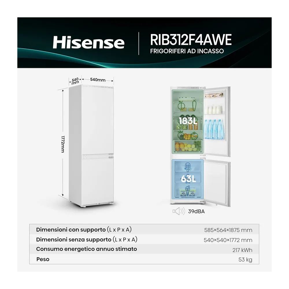 Hisense Rib312F4Awe Frigorifero Combinato Da Incasso — 2