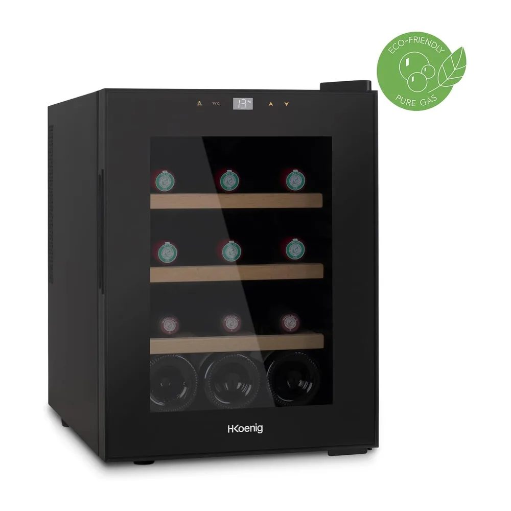 H.Koenig Cantinetta da vino AGE12, 12 Bottiglie, Tecnologia Termoelettrica e Silenziosa, 31L, Temperatura — 2