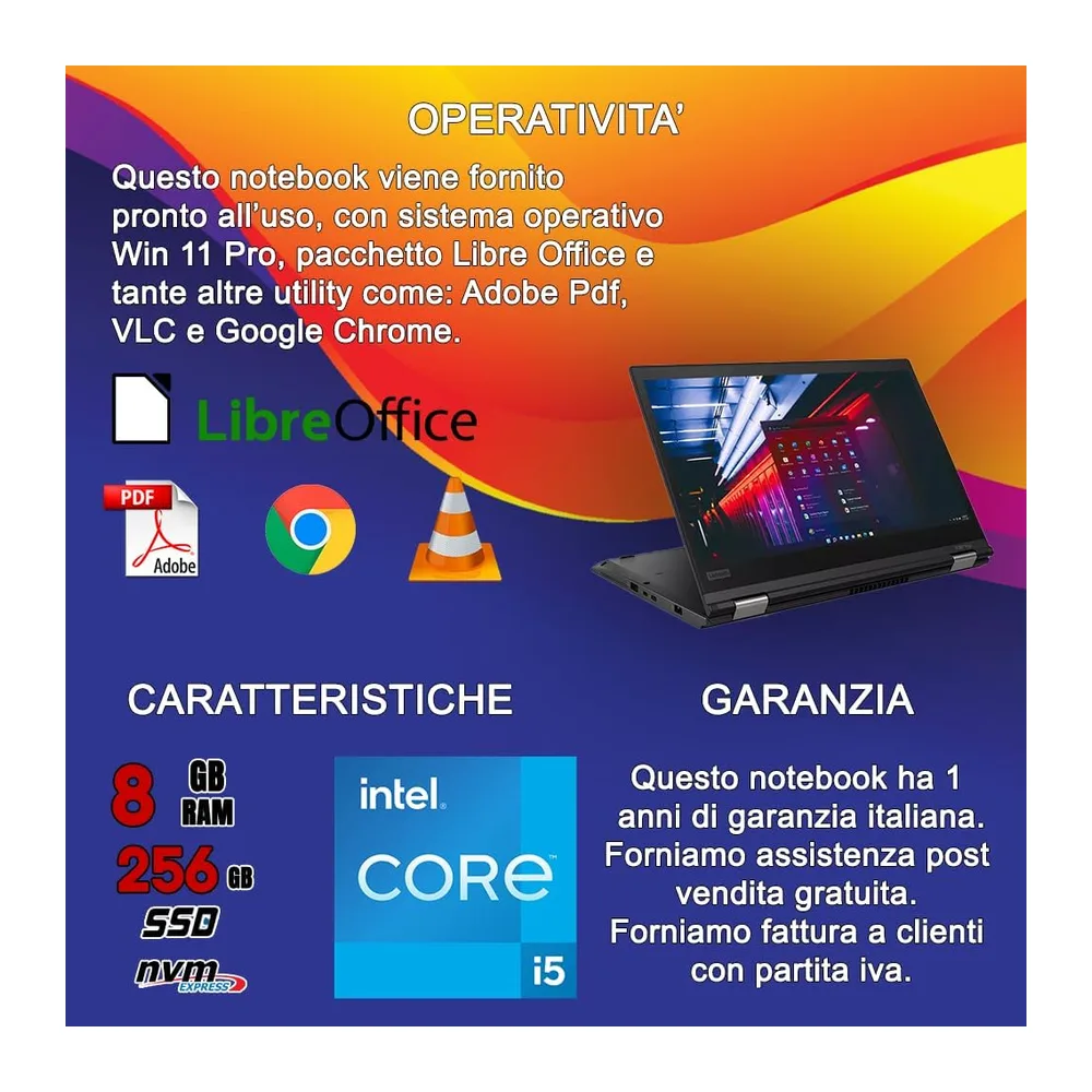 Lenovo ThinkPad Yoga x390 TouchScreen Pieghevole Full HD Intel Core i5-8th 256GB SSD 8GB RAM DDR4 Windows 11 — 6