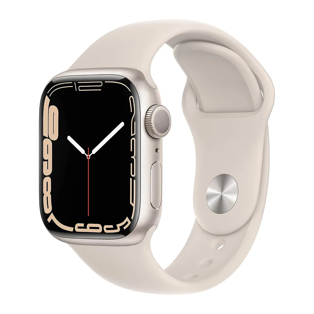 Apple Watch Serie 7 (GPS, 41MM) - Custodia in Alluminio Starlight con Cinturino Sportivo Starlight