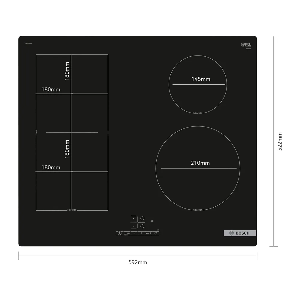 Bosch PWP61RBB5E Serie 4 Piano cottura a induzione 60 cm 4 zone e Combizone — 6