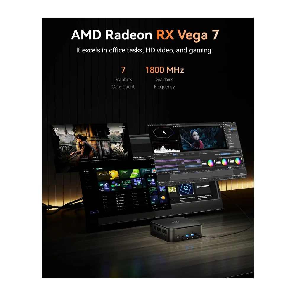 NiPoGi E3B Mini PC, AMD Ryzen 5 7430U(fino a 4.3GHz),16GB RAM 512GB SSD — 6