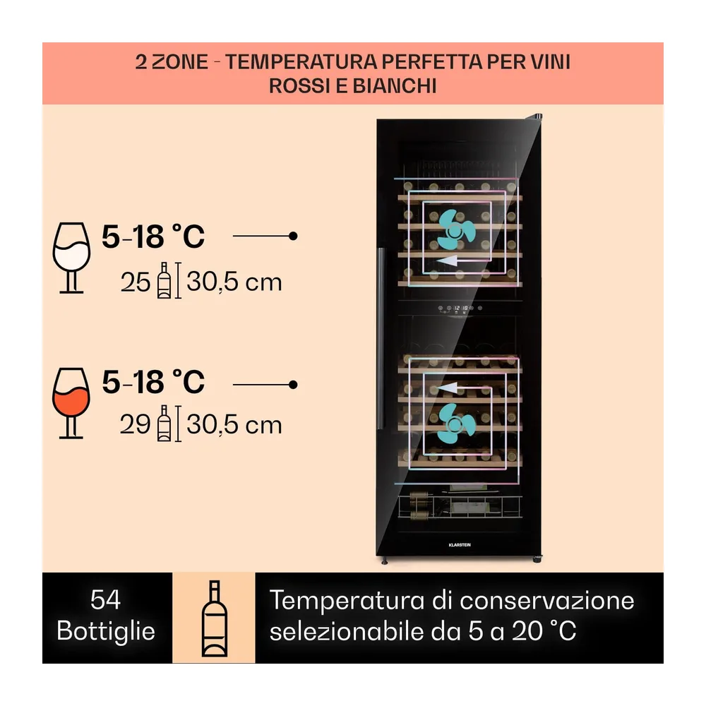 Klarstein Cantinetta Vino, Cantinetta Vino Refrigerata a Zona Doppia per Interno/Esterni, Frigo Bar, Cantina — 3