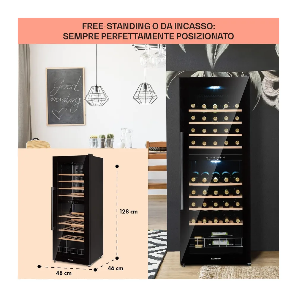 Klarstein Cantinetta Vino, Cantinetta Vino Refrigerata a Zona Doppia per Interno/Esterni, Frigo Bar, Cantina — 6