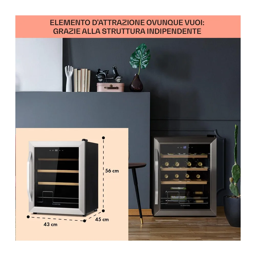 Klarstein Cantinetta Vino, Cantinetta Vino Refrigerata a Zona Singola per Interno/Esterni, Frigo Bar, Cantina — 6