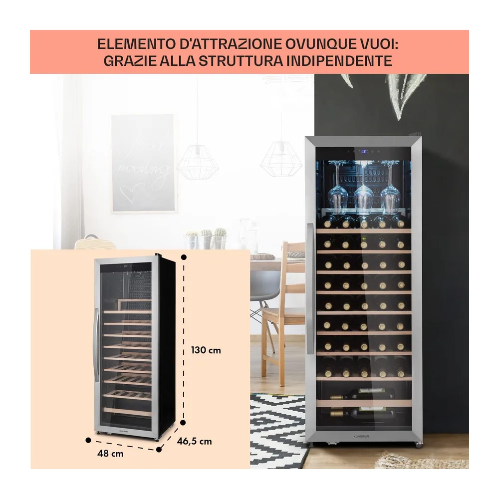 Klarstein Cantinetta Vino, Cantinetta Vino Refrigerata a Zona Singola per Interno/Esterni, Frigo Bar, Cantina — 6