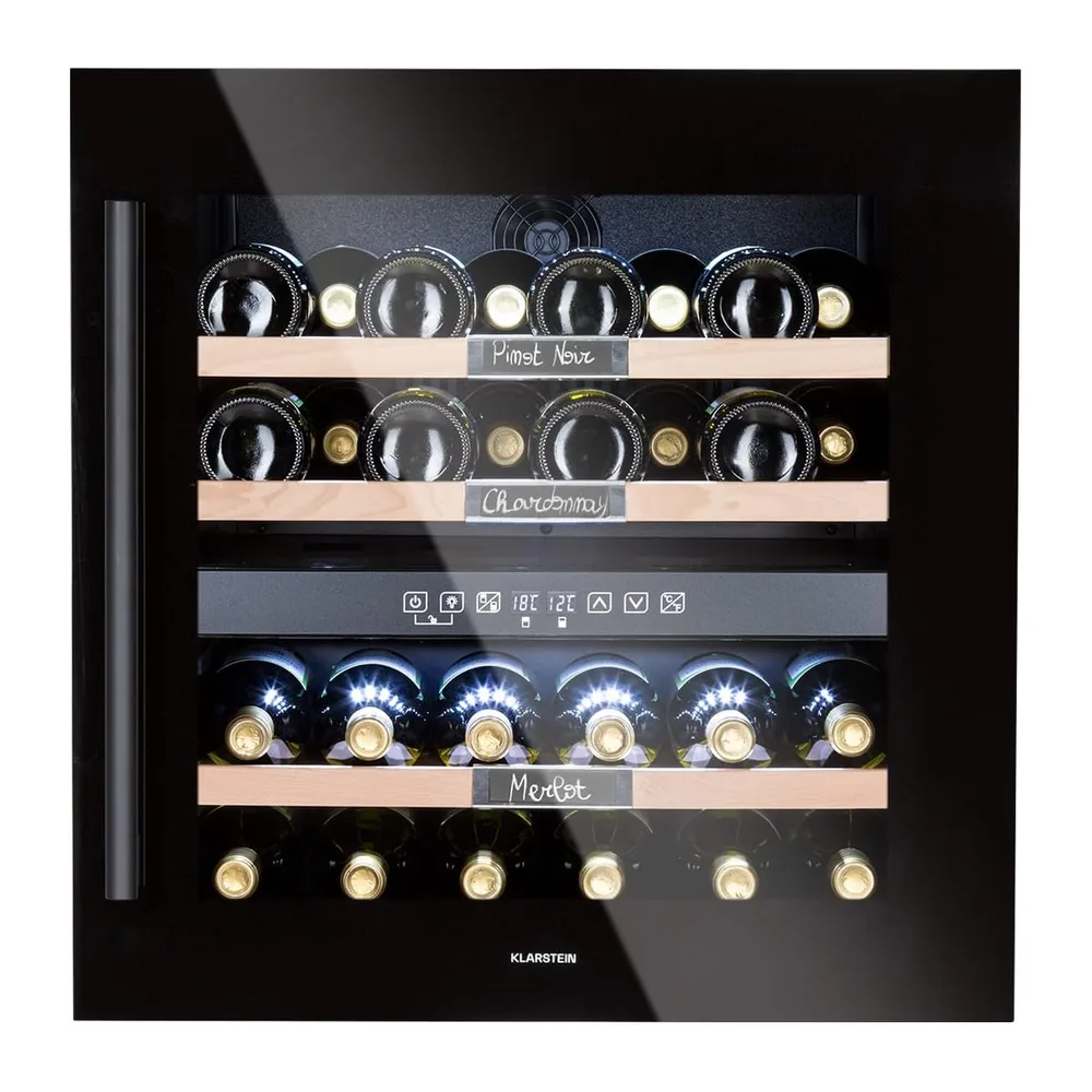 KLARSTEIN Cantinetta Vino Design, Cantinetta Vino Refrigerata a Zona Doppia per Rosso, Bianco e Birra,