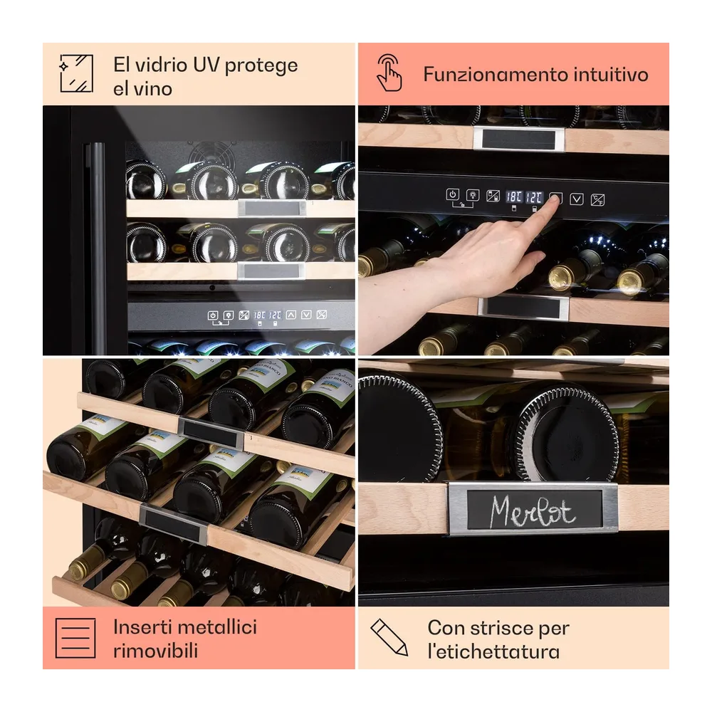 KLARSTEIN Cantinetta Vino Design, Cantinetta Vino Refrigerata a Zona Doppia per Rosso, Bianco e Birra, — 4