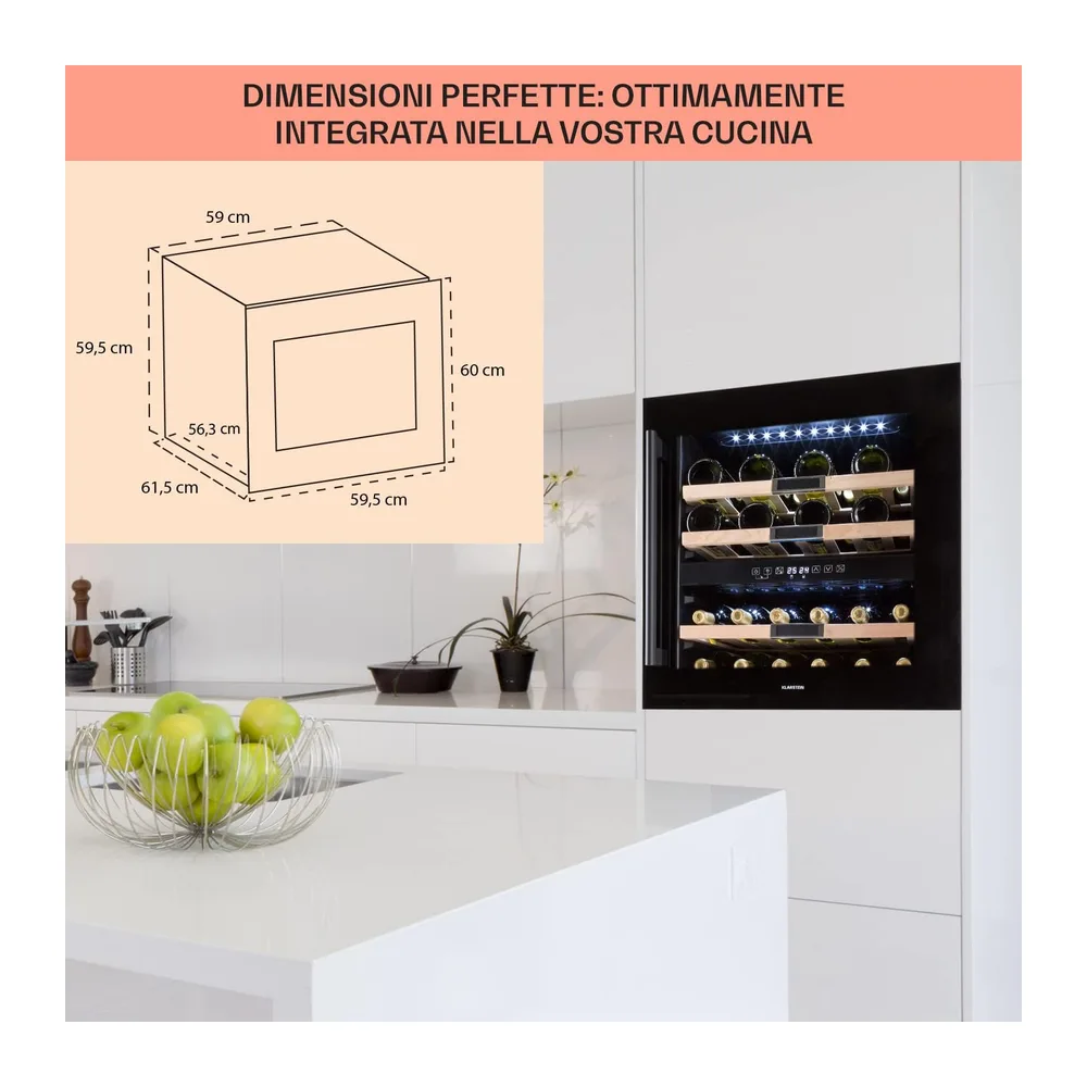 KLARSTEIN Cantinetta Vino Design, Cantinetta Vino Refrigerata a Zona Doppia per Rosso, Bianco e Birra, — 5
