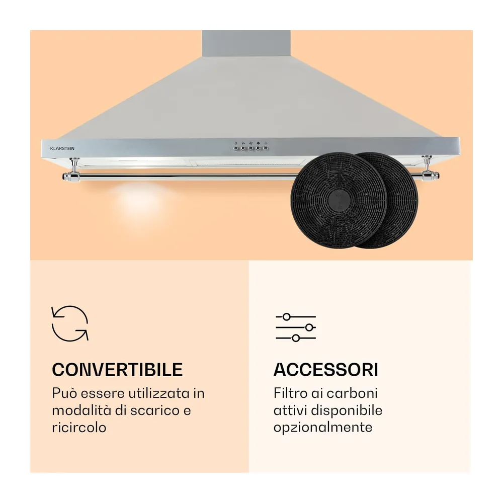 Klarstein Cappa Aspirante 90 cm, Cappa Cucina 90cm, Ventola Cappa Cucina in Acciaio Inox a Parete, 591.5m³/h, — 5