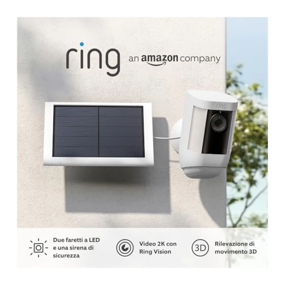 Ring videocamera Pro con faretti a energia solare (Spotlight Cam Pro Solar)|Video 2K