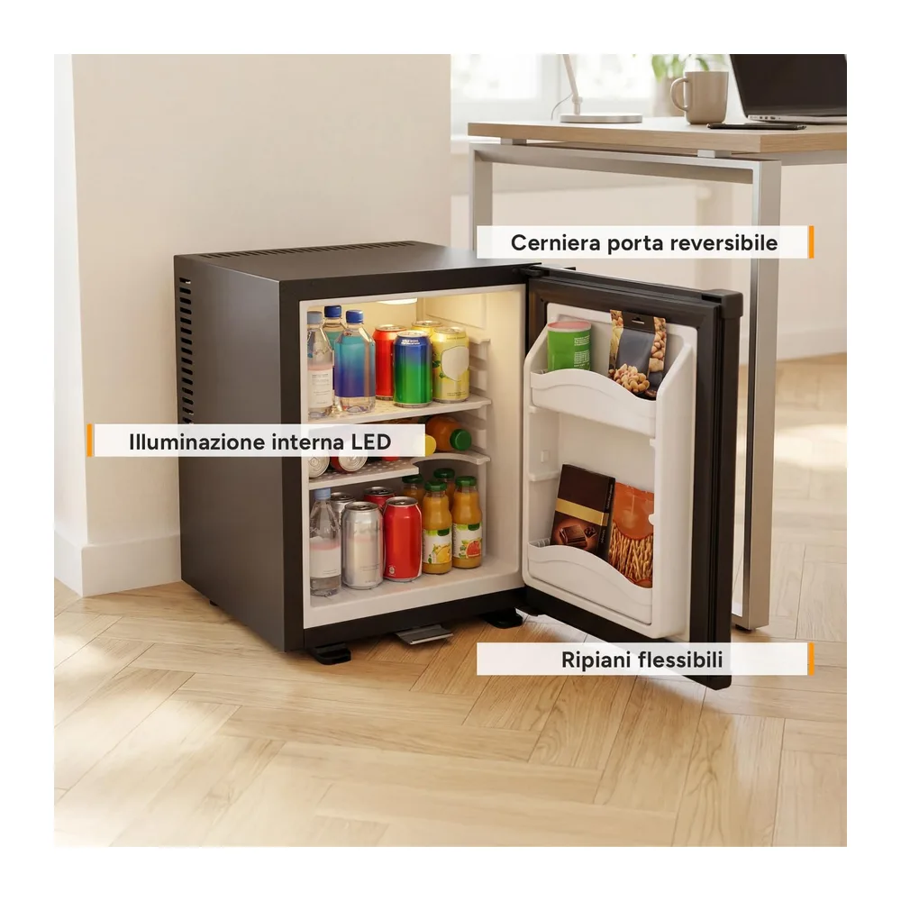 TZS First Austria - Mini Frigorifero 30L completamente silenzioso - Piccolo Minifrigo con porta reversibile e — 4