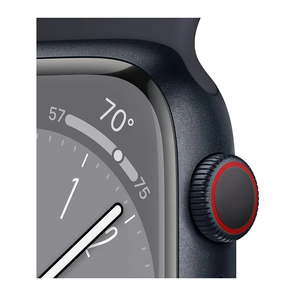 Apple Watch Series 8 (GPS + Cellulare, 45MM) - Case Mezzanotte in Alluminio con Cinturino Sport Mezzanotte — 3