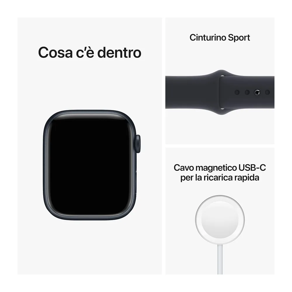 Apple Watch Series 8 (GPS, 45mm) Cassa in Alluminio Color Mezzanotte con Cinturino Sport Color Mezzanotte — 6