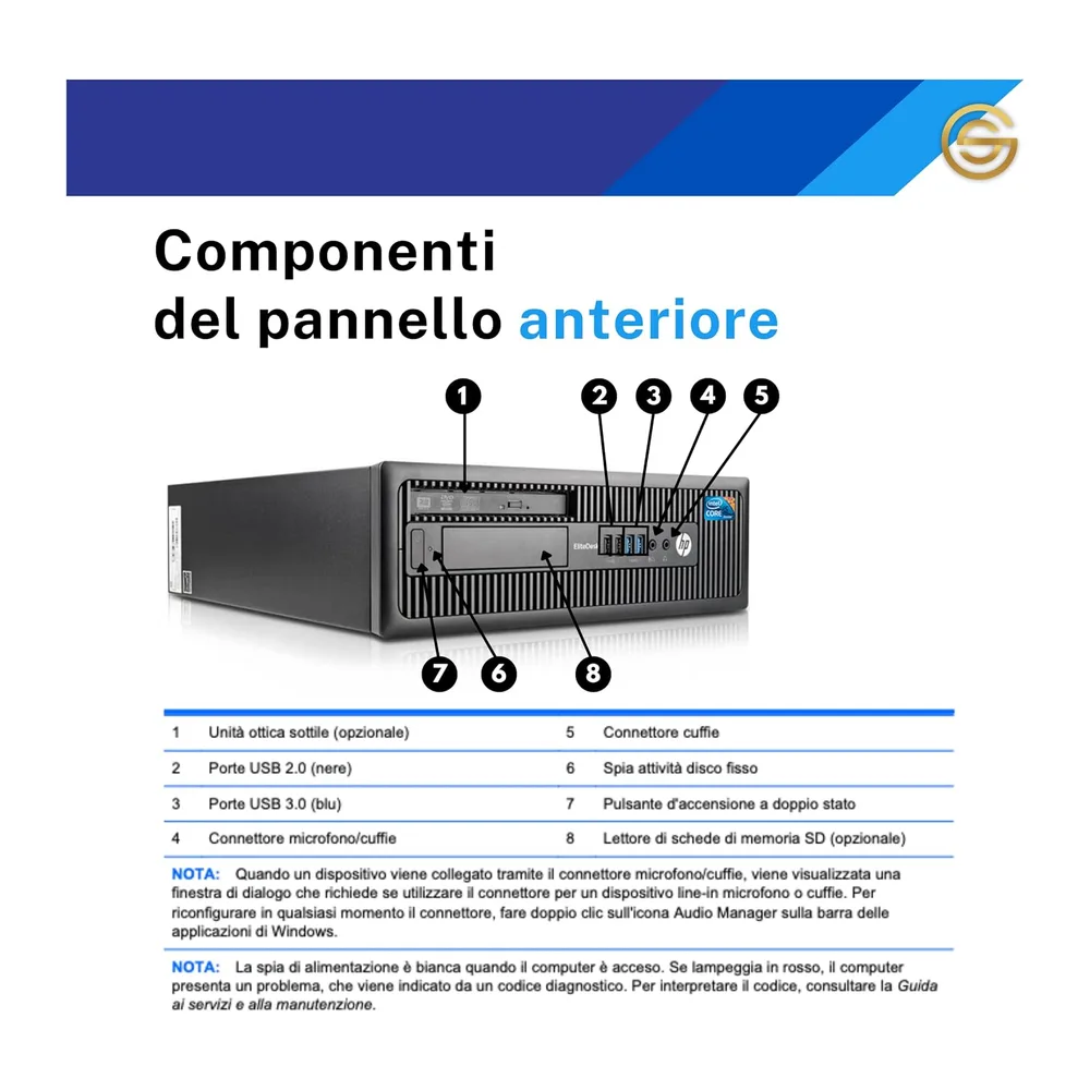 HP Elite Desk, Pc Desktop Pronto All'Uso, Computer Pc Fisso Intel i5, Ram 8Gb, SSD 256Gb, Pacchetto Office — 3