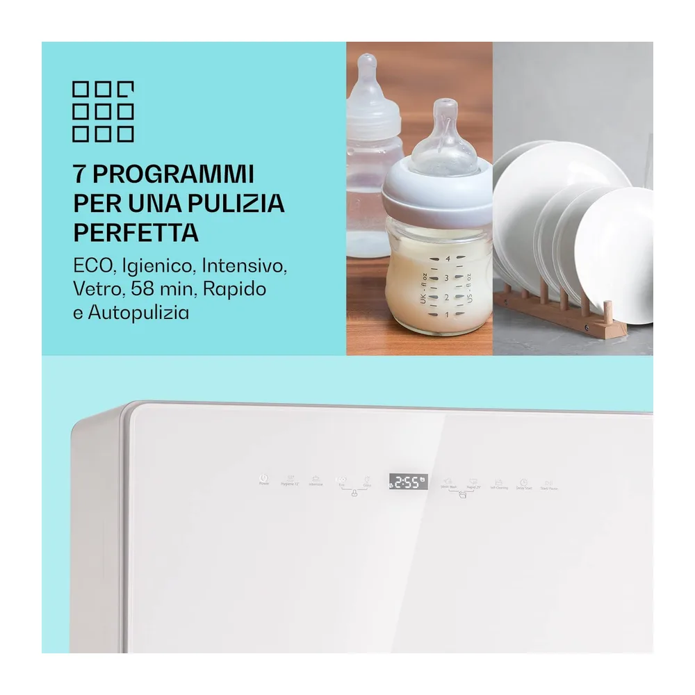 Klarstein Lavastoviglie 5 Coperti, Lavastoviglie Libera Installazione Silenziosa con 6 Programmi di Lavaggio, — 3