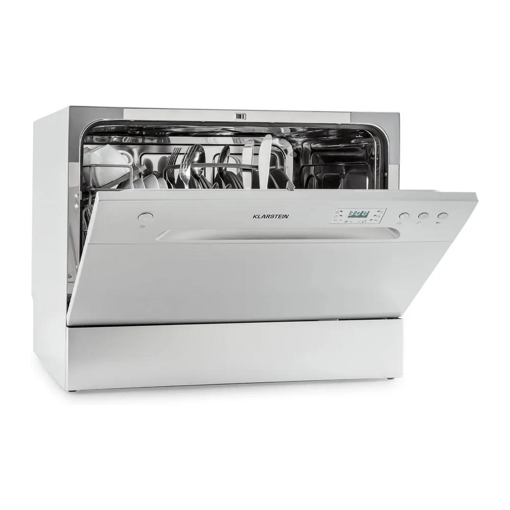 Klarstein Mini Lavastoviglie 6 Coperti, Lavastoviglie UV Silenziosa Compatta con 6 Programmi, da Tavolo per