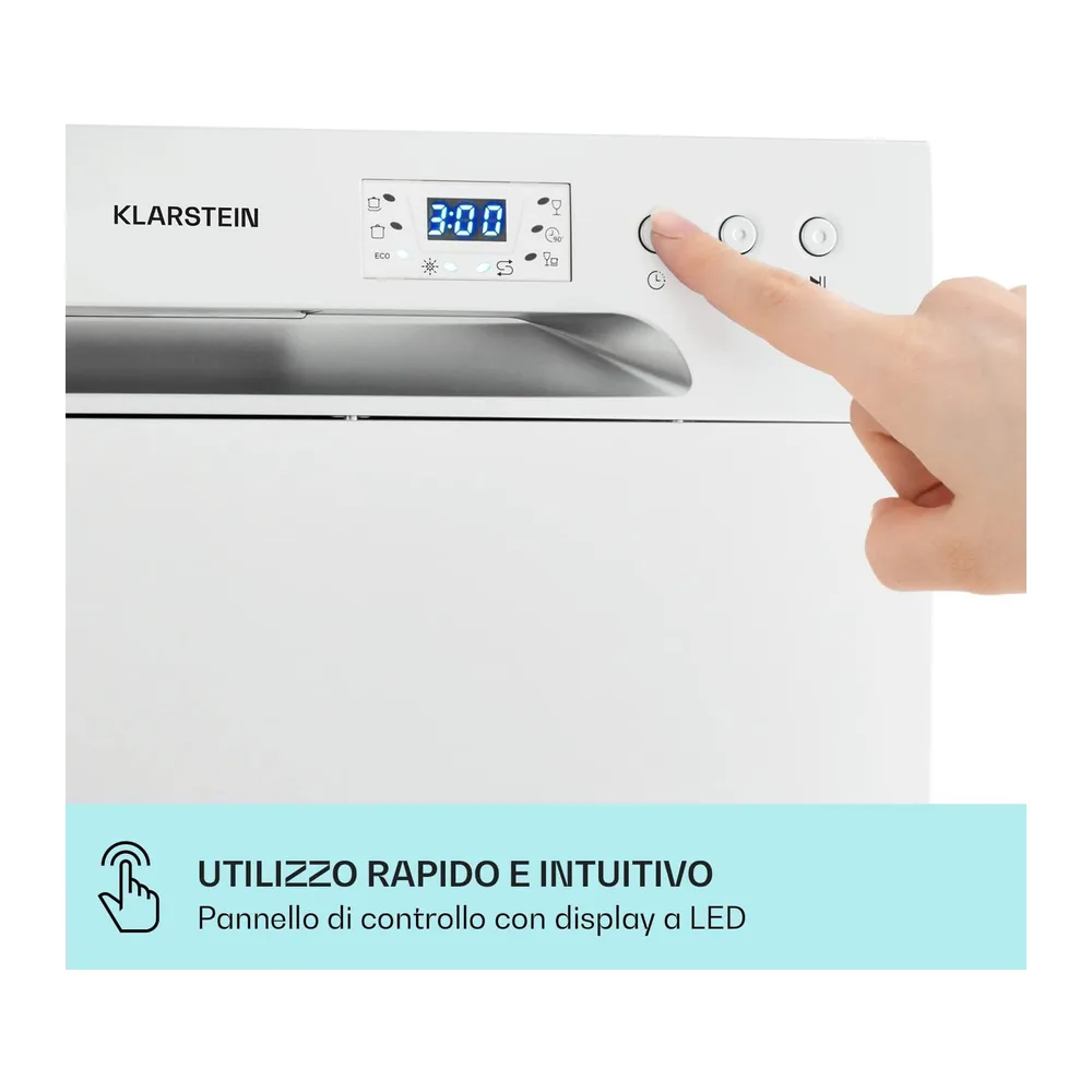 Klarstein Mini Lavastoviglie 6 Coperti, Lavastoviglie UV Silenziosa Compatta con 6 Programmi, da Tavolo per — 6