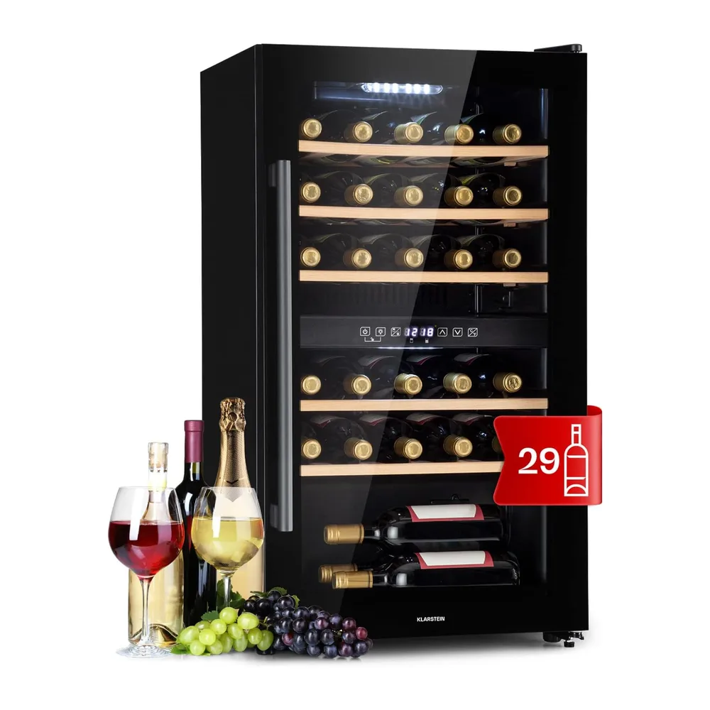 KLARSTEIN Cantinetta Vino, Cantinetta Vino Refrigerata a Zona Doppia per Interno/Esterni, Frigo Bar, Cantina