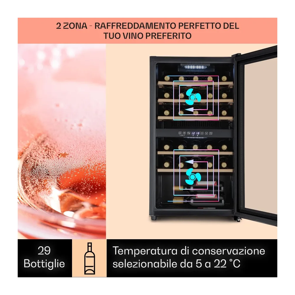 KLARSTEIN Cantinetta Vino, Cantinetta Vino Refrigerata a Zona Doppia per Interno/Esterni, Frigo Bar, Cantina — 3