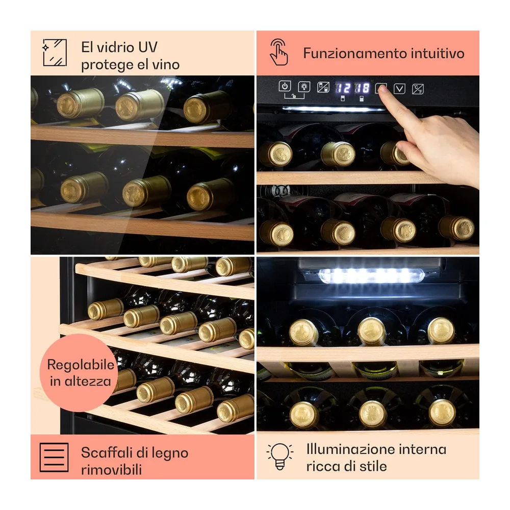 KLARSTEIN Cantinetta Vino, Cantinetta Vino Refrigerata a Zona Doppia per Interno/Esterni, Frigo Bar, Cantina — 5