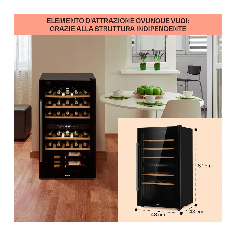 KLARSTEIN Cantinetta Vino, Cantinetta Vino Refrigerata a Zona Doppia per Interno/Esterni, Frigo Bar, Cantina — 6