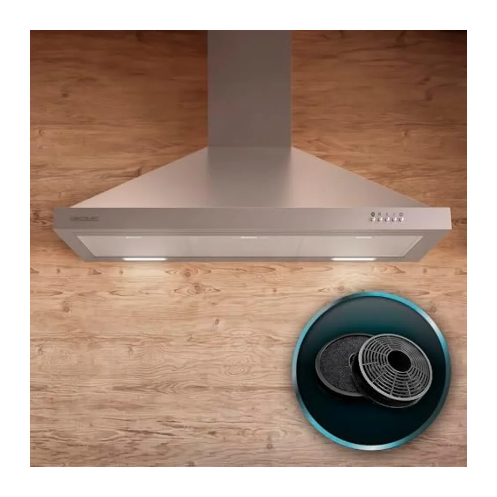 Cecotec Cappa aspirante piramidale 90 cm Bolero Flux PM 906500 Inox A. Motore 165 W — 6