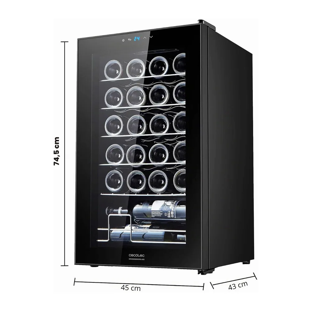 Cecotec Cantina Vino 24 bottiglie - Cantinetta Vino GrandSommelier 2450 Black Compressor. 24 bottiglie, — 2