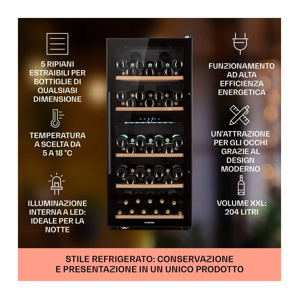 KLARSTEIN Cantinetta Vino, Cantinetta Vino Refrigerata a Zona Doppia per Interno/Esterni, Frigo Bar, Cantina — 2