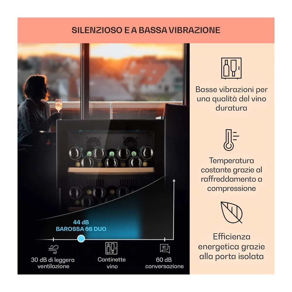 KLARSTEIN Cantinetta Vino, Cantinetta Vino Refrigerata a Zona Doppia per Interno/Esterni, Frigo Bar, Cantina — 4