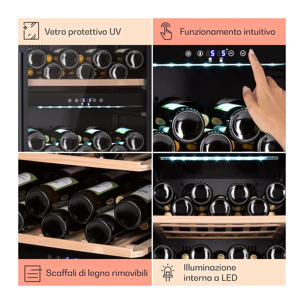 KLARSTEIN Cantinetta Vino, Cantinetta Vino Refrigerata a Zona Doppia per Interno/Esterni, Frigo Bar, Cantina — 5