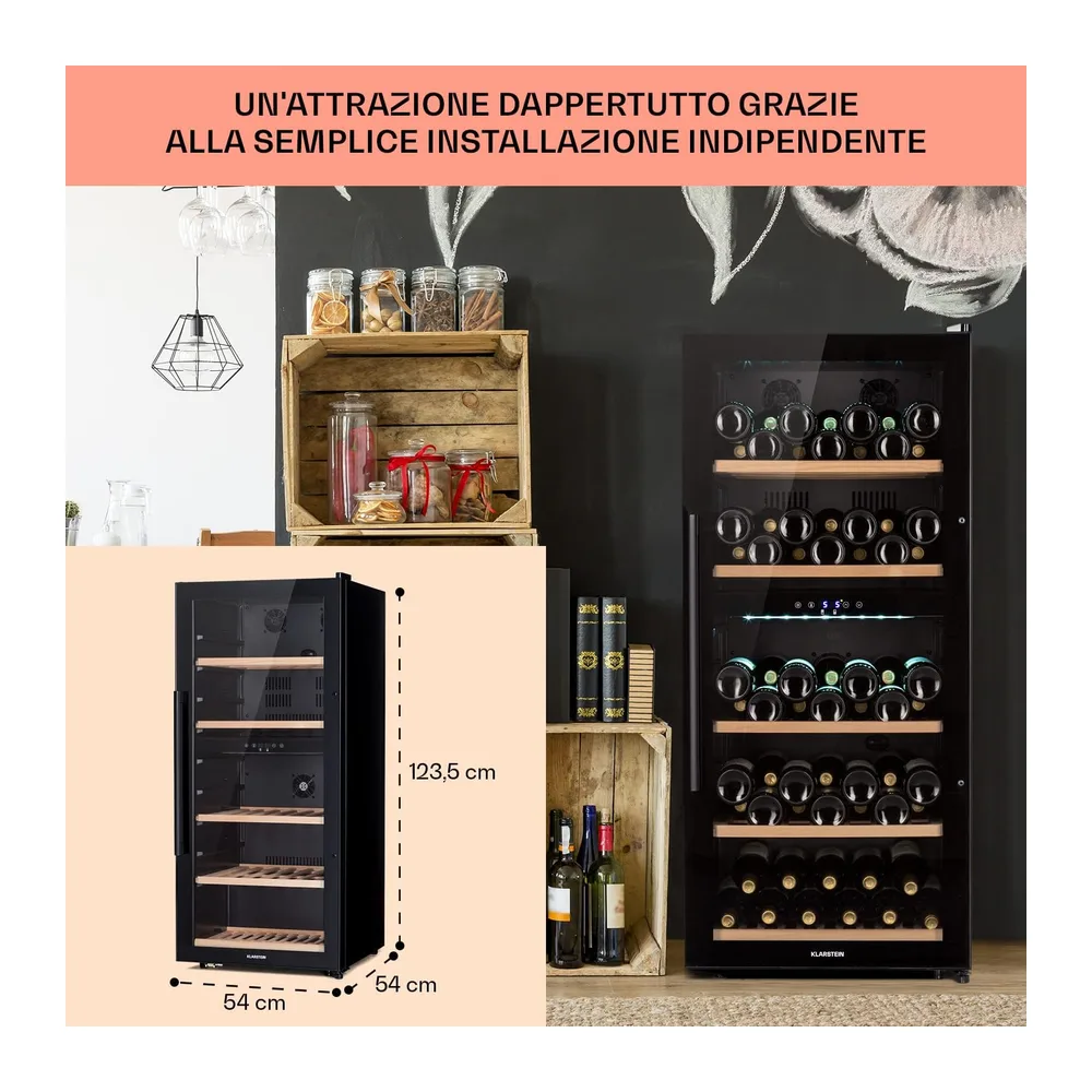 KLARSTEIN Cantinetta Vino, Cantinetta Vino Refrigerata a Zona Doppia per Interno/Esterni, Frigo Bar, Cantina — 6